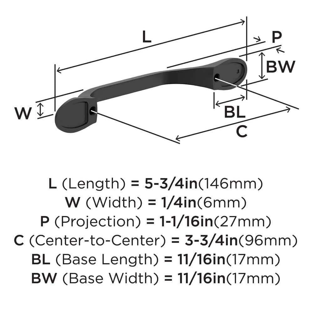 Ravino Matte Black 3-3/4 inch Cabinet Pull