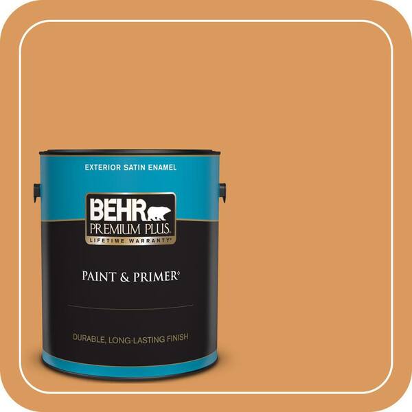 BEHR PREMIUM PLUS 1 gal. #M240-6 Stunning Gold Satin Enamel Exterior Paint & Primer