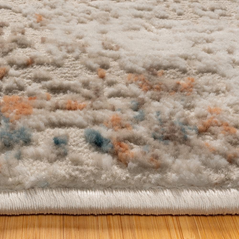 Gray and Beige Tufted Rectangular 8' x 10' Synthetic Area Rug