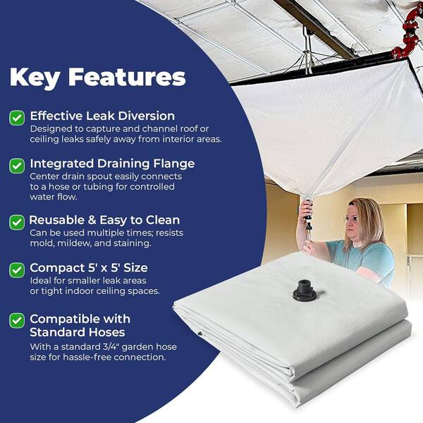 Sigman 3' X 3' Silver/Black Polyethylene Drain Tarp - For Roof & Ceiling Leak Diversion 2 thumbnail image