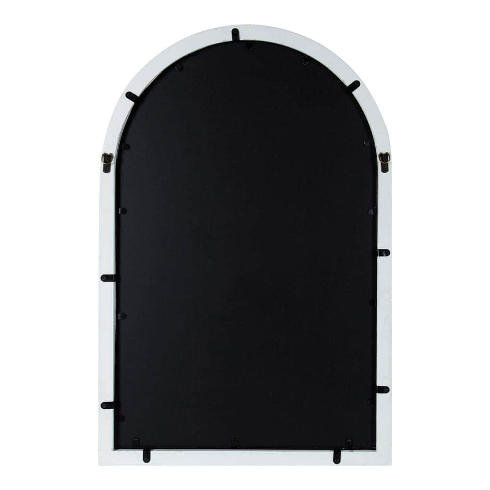 Vintage Farmhouse 24x36 White Arched Wooden Frame Mirror