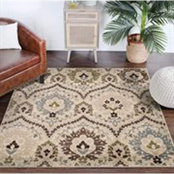 Augusta Multi-Color 5 ft. x 8 ft. Oriental Floral Non- Slip Area Rug