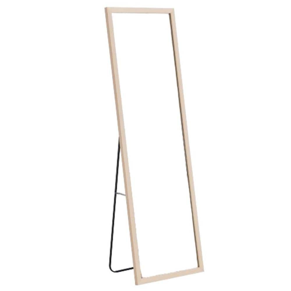 Light Brown 18.1 in. W x 57.9 in. H Rectangle Wood Full Length Mirror for L