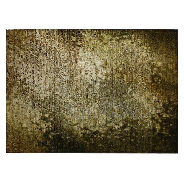 Brown 2 ft. x 3 ft. Woven Border Rectangle Indoor/Outdoor Area Rug