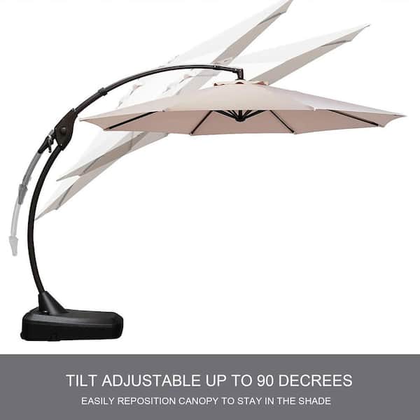 grand patio deluxe 10-foot curvy aluminium offset umbrella. 10x10 FT Patio Umbrella Large Square Aluminum Cantilever Umbrella Base Included for Deck Porch (Champagne, 10x10 FT) : Patio, Lawn & Garden Stay in the shade with our clever auto Outdoor Patio Umbrella with Base