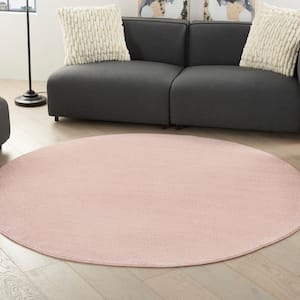 Essentials 6 ft. x 6 ft. Pink Round Solid Contemporary Indoor/Outdoor Patio Area Rug