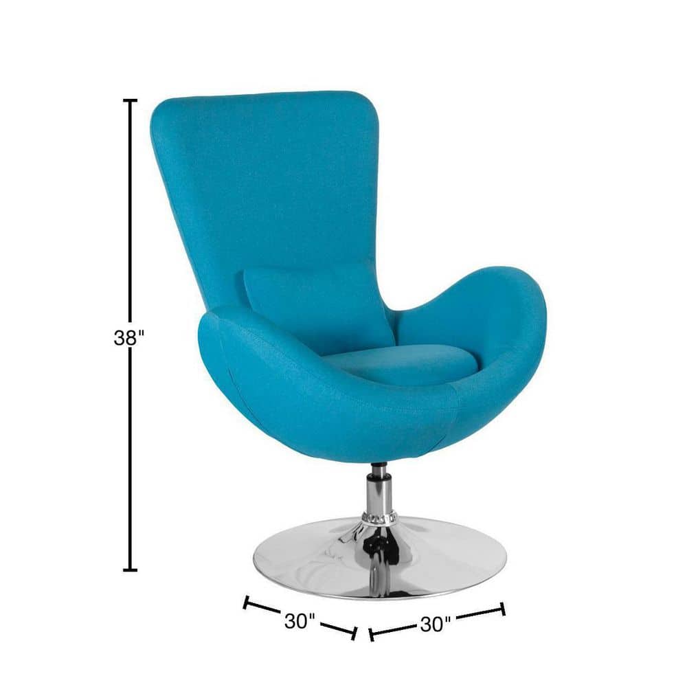 Aqua Fabric High Back Swivel Reception Chair with Chrome Base