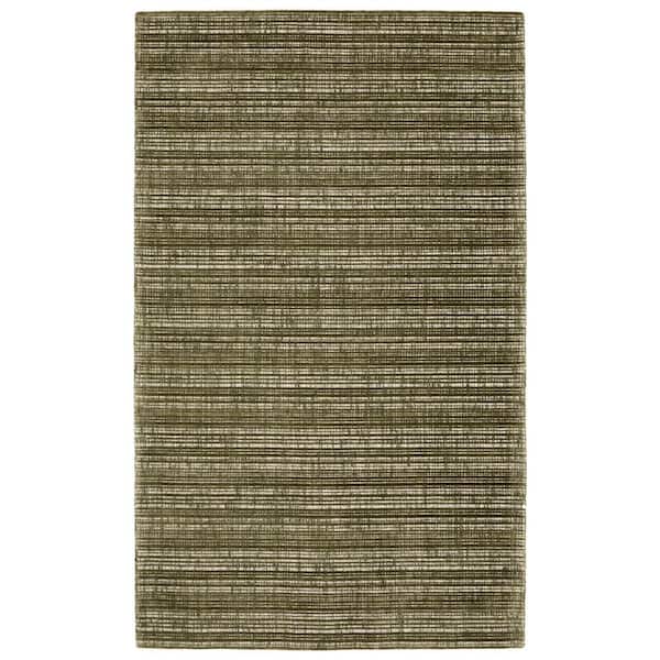 10 ft. x 13 ft. Green, Ivory Striped Washable Area Rug