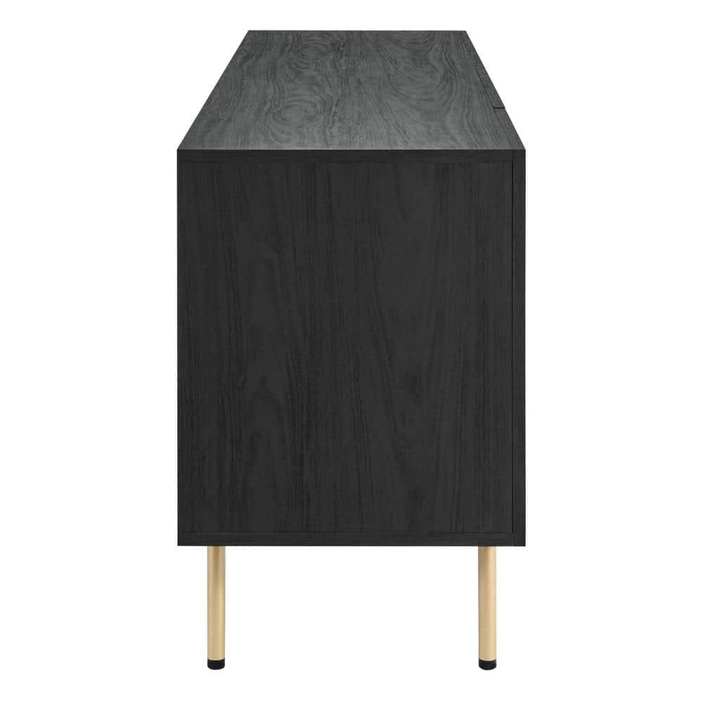 Chaucer Black Rattan Weave 69.5" Sideboard