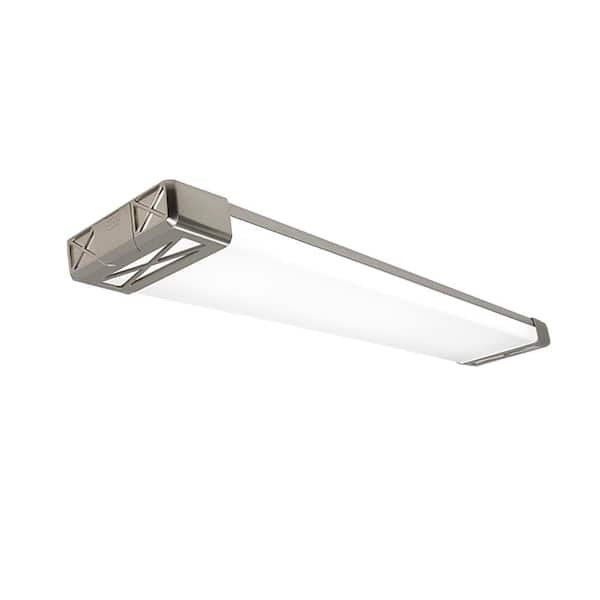 Commercial Electric 4 ft. Brushed Nickel Big X End Caps 5250LM 75W LED Flush Mount Ceiling Light Adjustable CCT and Night Light (12-Pack)