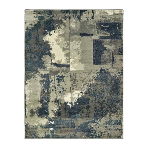 Noble House Wilson Gray and White 5 ft. x 7 ft. Contemporary Abstract Indoor Area Rug