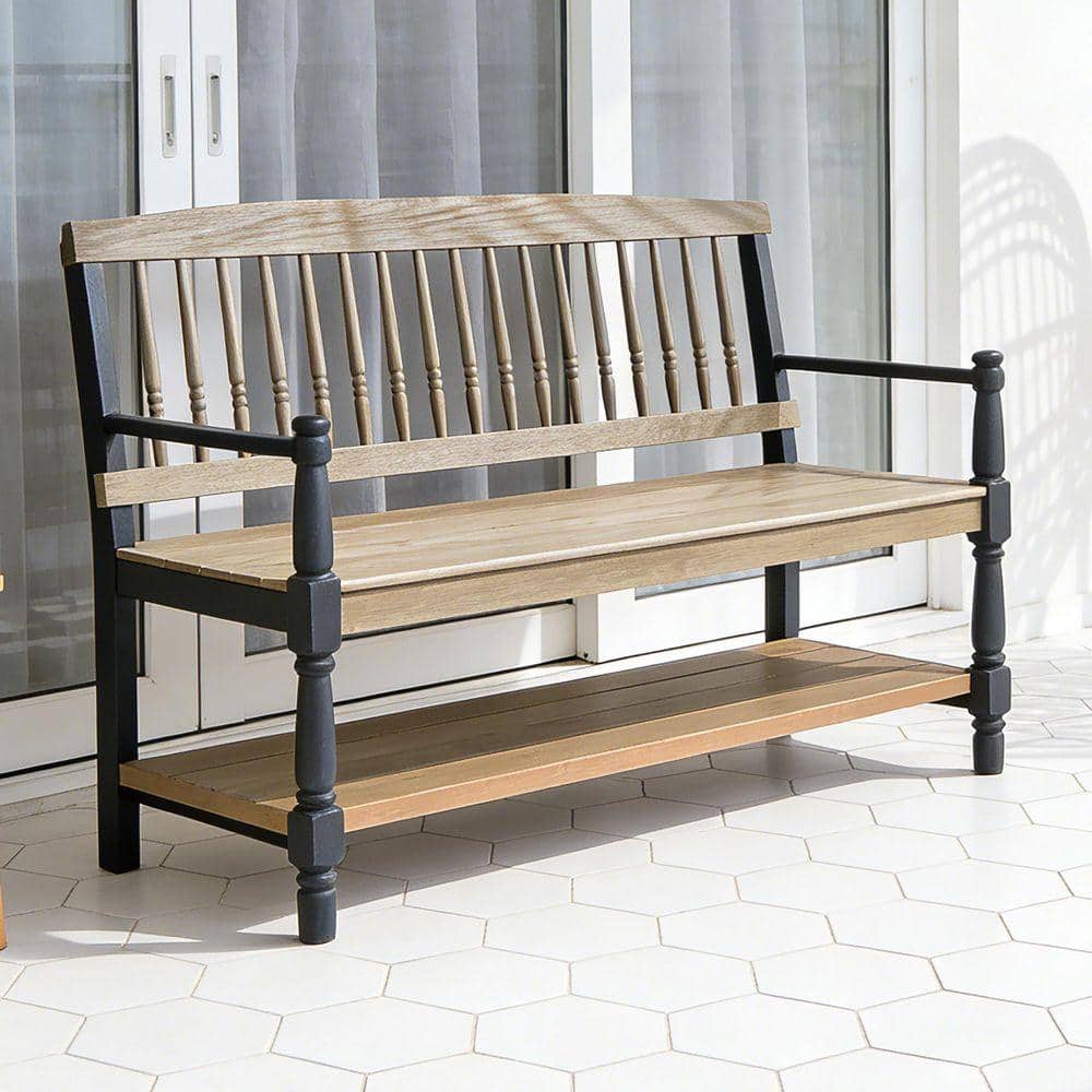 Coporesell 1-Piece Wood Outdoor Bench CLCCPC02B-BRO - The Home Depot