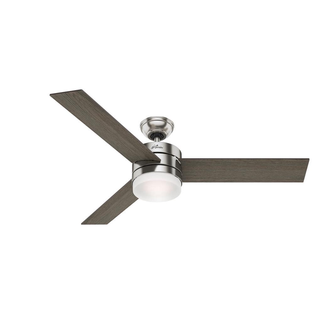 Hunter Exeter 54 In Led Indoor Brushed Nickel Ceiling Fan With Light And Remote Control 59161 The Home Depot