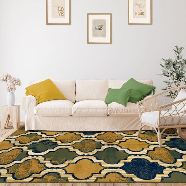 Viking Green 8 ft. x 10 ft. Rectangle Geometric, Trellis Polypropylene Area Rug