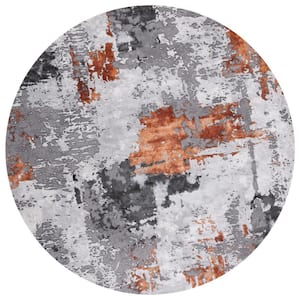 Craft Gray/Brown 4 ft. x 4 ft. Gradient Abstract Round Area Rug