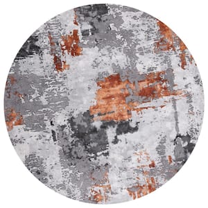 Craft Gray/Brown 7 ft. x 7 ft. Gradient Abstract Round Area Rug