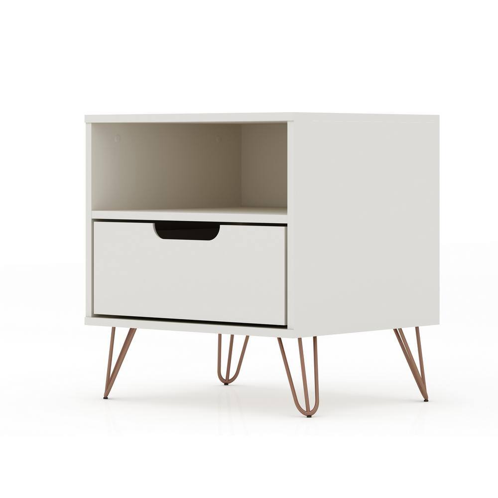 Set of 2 Gray Hairpin Leg 1-Drawer Nightstands