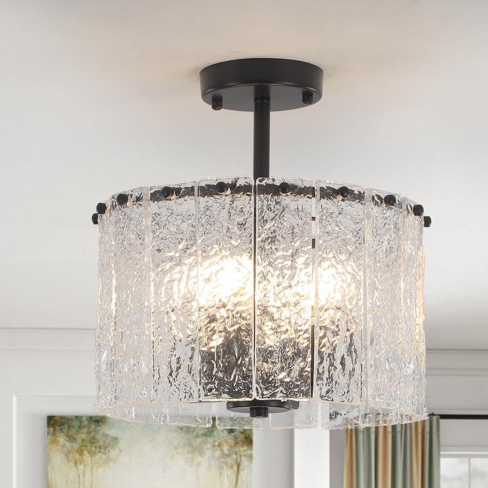 12.5 in. 4-Light Black Modern Semi-Flush Mount Ceiling Light with Glass Shade price history on PriceWatchPro