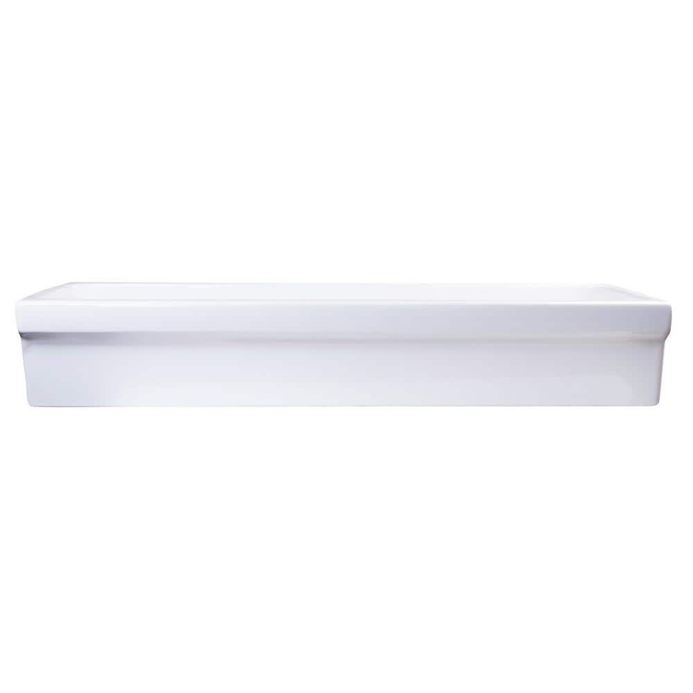 48" White Ceramic Trough Vessel Bathroom Sink