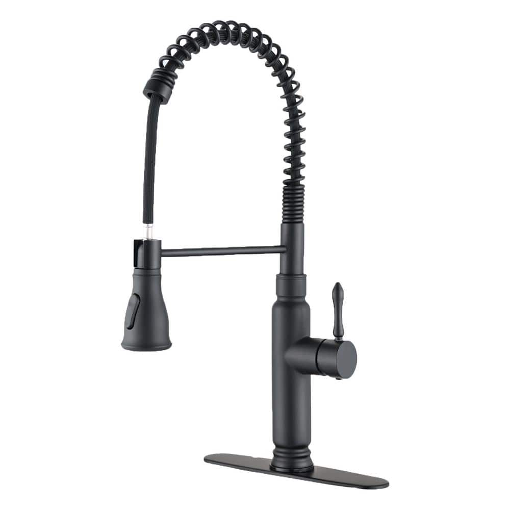 Touch Single Handle Matte Black Stainless Steel Pull Down Kitchen Faucet