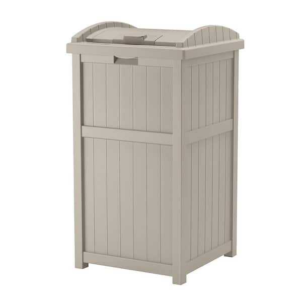 16 in. W x 15.75 in. D x 31.6 in. H Outdoor Grey Garbage Can Hideaway with Secure Lid Trash Can Storage (33 Gal)