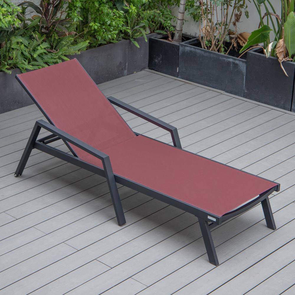 Marlin Burgundy Aluminum Outdoor Chaise Lounge Set with Fire Pit