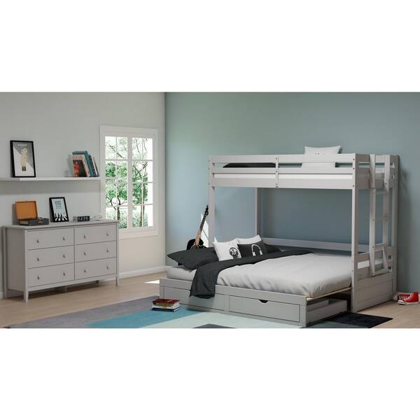 Alaterre Furniture Jasper Dove Gray, Ryan Twin Over Full Stairs Bunk Beds