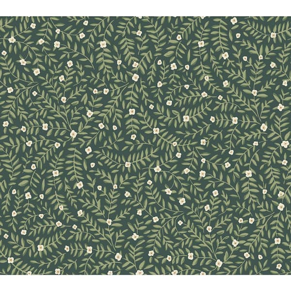 Elodie Evergreen Petite Floral Premium Peel and Stick Wallpaper
