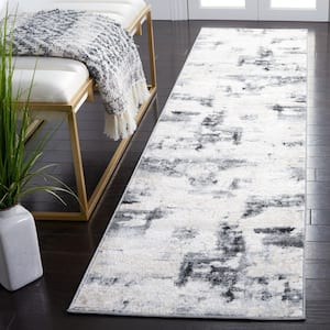 Lagoon Ivory/Charcoal 2 ft. x 9 ft. Abstract Gradient Runner Rug