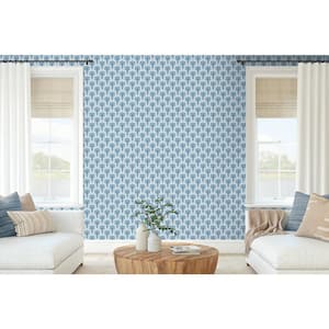 Scalloping Bliss Blue Vinyl Peel and Stick Wallpaper Roll (Covers 30.75 sq. ft.)