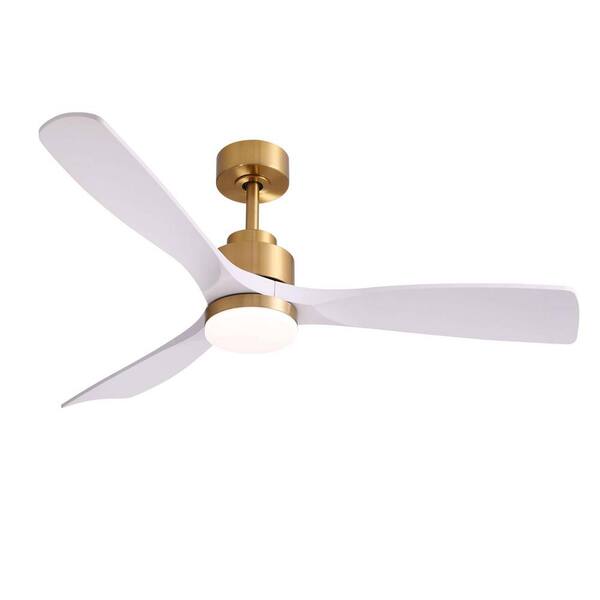 Pacific Core 52 in. Smart Indoor White and Gold Low Profile