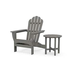 Monterey Bay 2-Piece Plastic Patio Conversation Set Adirondack Chair with Side Table in Stepping Stone