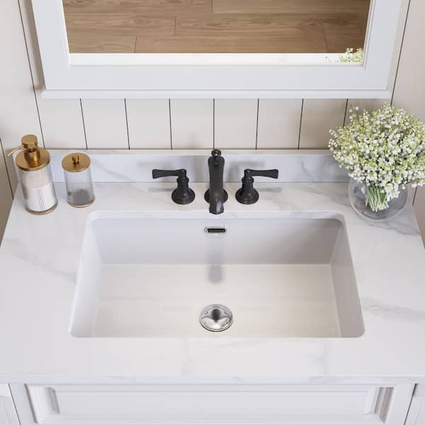 23.6 in. L x 15.5 in. W Rectangle Undermount Bathroom Sink in White Porcelain Ceramic with Overflow
