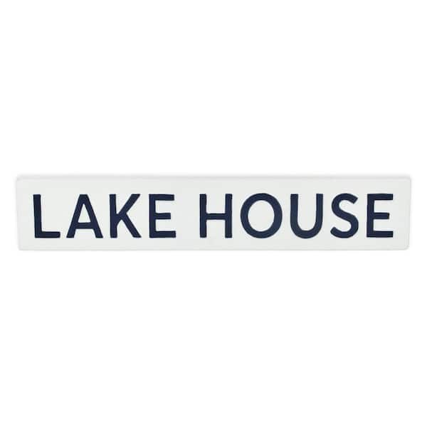 23.75 in. x 4.5 in. White Lake House Metal Wall Art 1-Piece