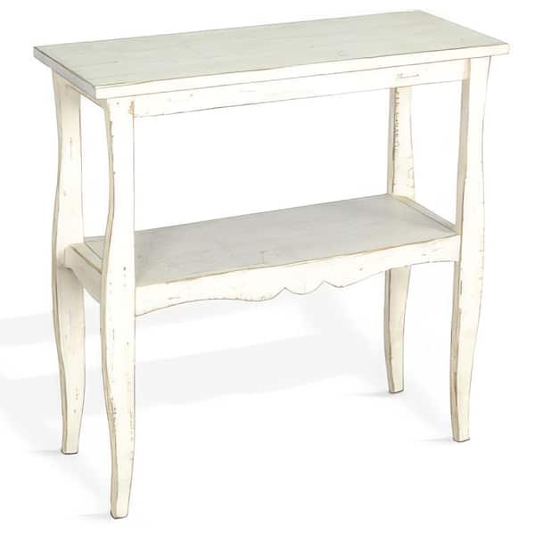 Benjara 28 in. White Rectangular Wooden Top End Table