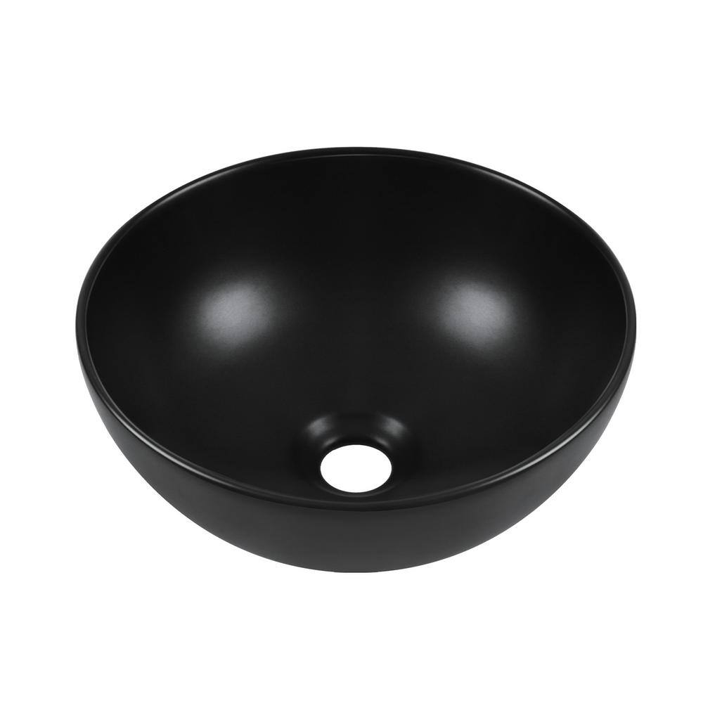 Matte Black Round Ceramic Above-Counter Vessel Sink