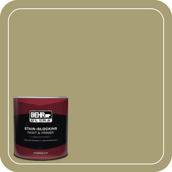 BEHR ULTRA 1 qt. #PPU9-04 Fresh Olive Flat Exterior Paint & Primer