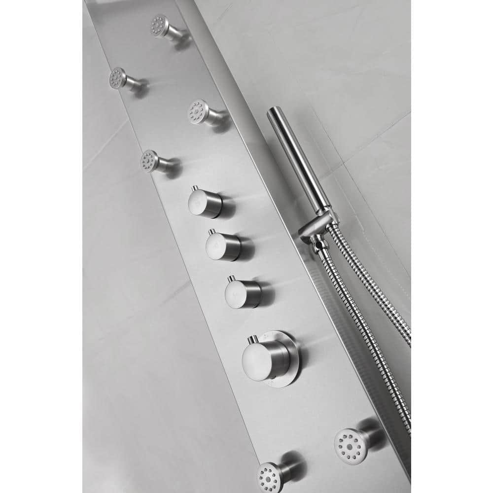 Fontan Brushed Steel 64" Shower Panel with Rainfall Head