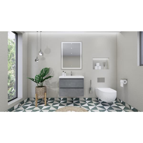 Moreno Bath Bohemia 30 in. W Bath Vanity in Cement Gray with Reinforced Acrylic Vanity Top in White with White Basin