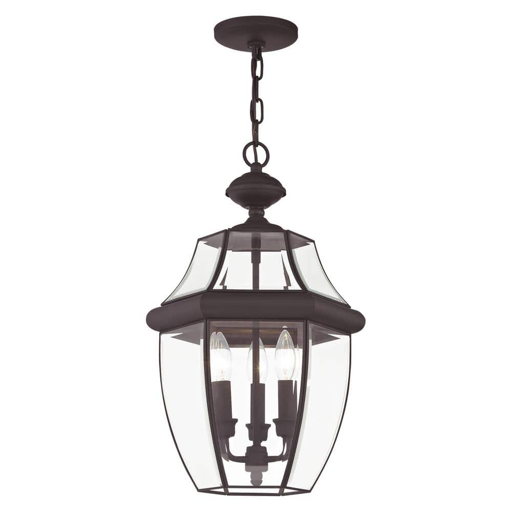 Elegant Monterey Bronze Outdoor Pendant Light with Clear Beveled Glass