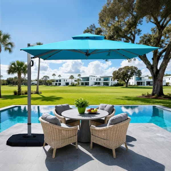 double top patio umbrella XIZZI 11x11 ft Double Top Cantilever Patio Umbrella with 260 lbs Base  Rotation Black in the Patio Umbrellas department at Lowes.com