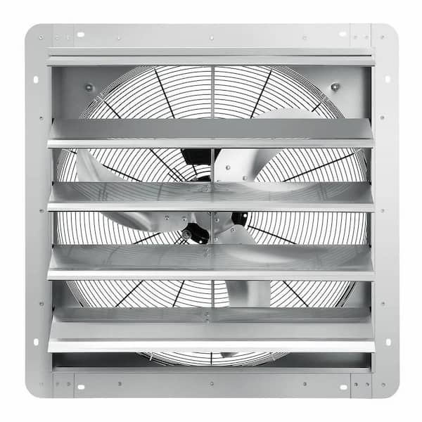 Silver 24 in. 3320CFM Aluminum Wall Mount Shutter Exhaust Fan with AC-Motor for Greenhouses, Garages, Sheds, Shops,Bath