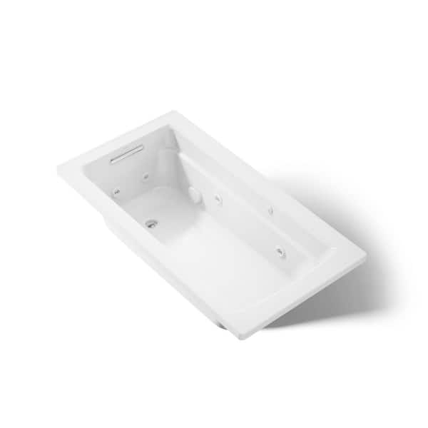 Archer 5 ft. Acrylic Rectangular Drop-in Whirlpool Bathtub in White