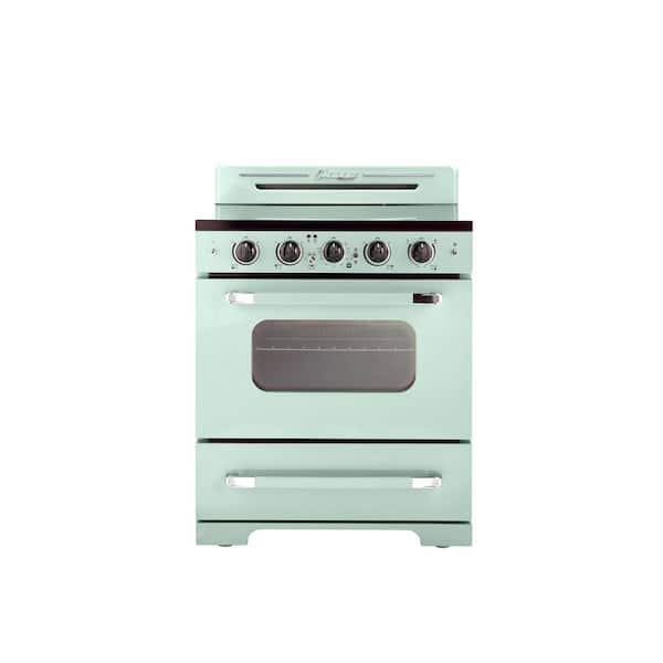 Classic Retro 30" 5 Burner Element Freestanding Electric Range with Convection Oven in. Summer Mint Green