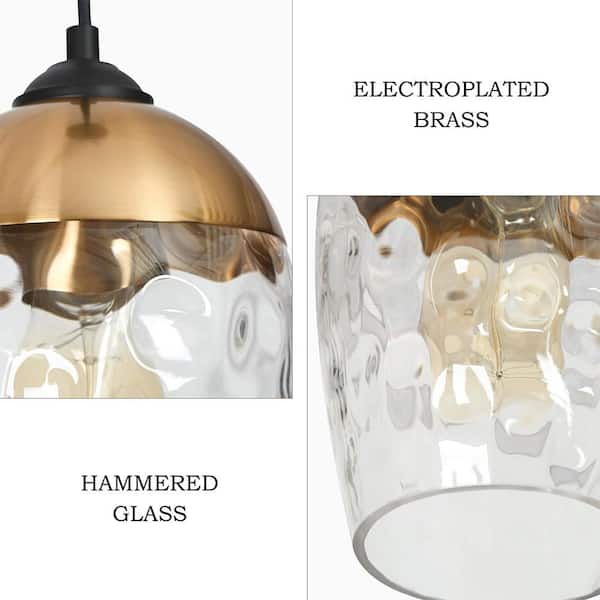 Zevni 1-Light Brass-Plated Mini Pendant Light, Water Glass