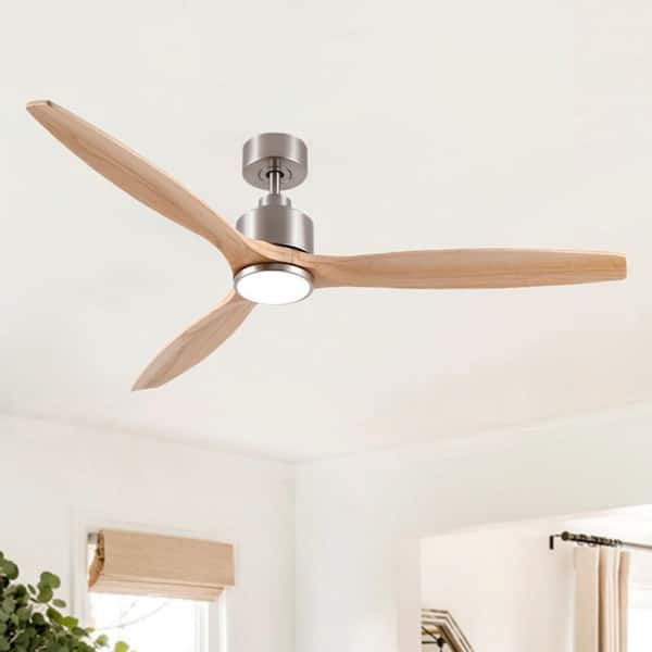 Stylish 60 in. Indoor Brushed Nickel Standard Downrod Mount Ceiling Fan with Integrated LED, Remote and Reversible Motor