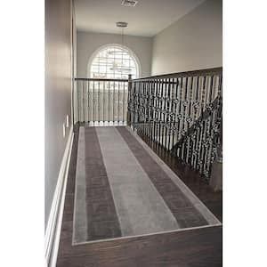 Euro Meander Design Gray 26 in. Width x 17 ft. Length Slip-Resistant Runner Rug