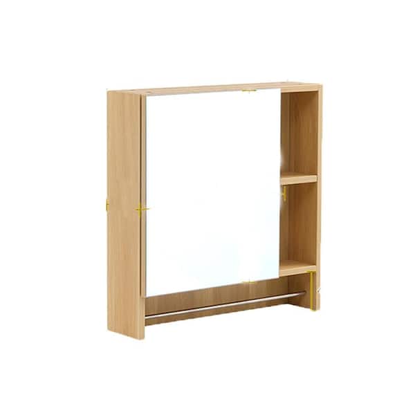21.6 in. W x 22 in. H Rectangular MDF Surface Mount Medicine Cabinet with Mirror in Burly Wood