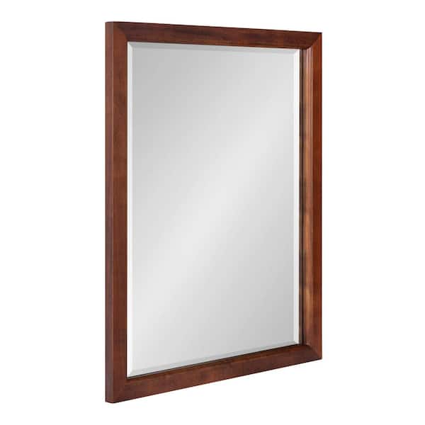 Kate and Laurel Hogan 24.00 in. H x 18.00 in. W Farmhouse Rectangle Walnut Brown Framed Accent Wall Mirror