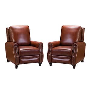 Theresa Brown Leather Standard (No Motion) Recliner (Set of 2)